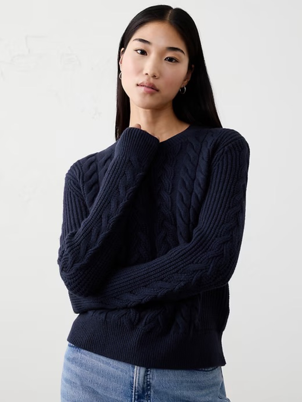 Banana Republic Cable Pullover Sweater in Preppy Navy